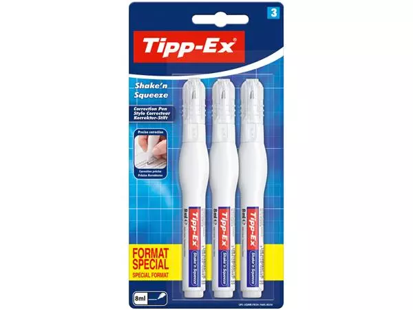 Een Correctiepen Tipp-ex Shake 'n Squeeze 8ml blister à 3 stuks koop je bij EconOffice