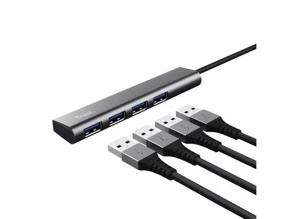 Een Hub Trust Halyx 4-port USB-C zilver koop je bij NiceSupplies.nl