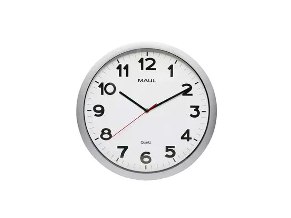 Een Horloge murale MAULstep Quartz Ø40x5cm plastique Argent/blanc silencieuse koop je bij QuickOffice BV