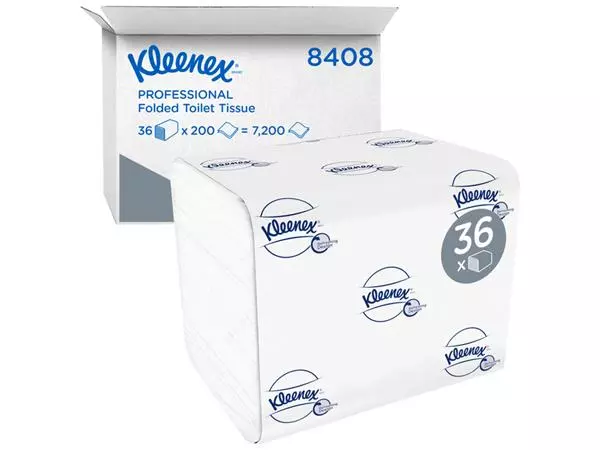 Een Toiletpapier Kleenex gevouwen tissues 2 laags 36x200stuks wit 8408 koop je bij KantoorProfi België BV