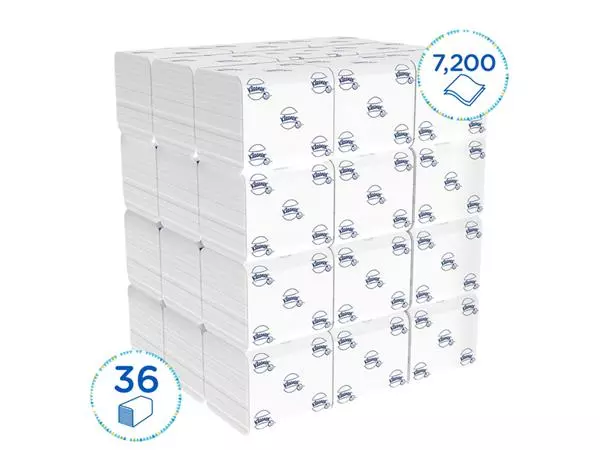 Een Toiletpapier Kleenex gevouwen tissues 2 laags 36x200stuks wit 8408 koop je bij Kantoorvakhandel van der Heijde