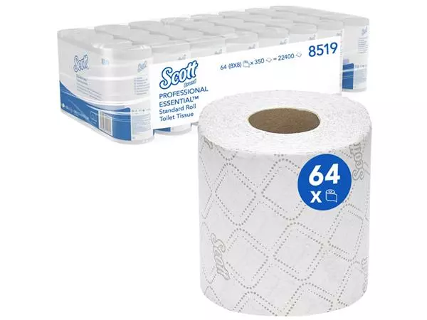 Een Toiletpapier Scott Essential 2-laags 350 vel wit 8519 koop je bij MV Kantoortechniek B.V.