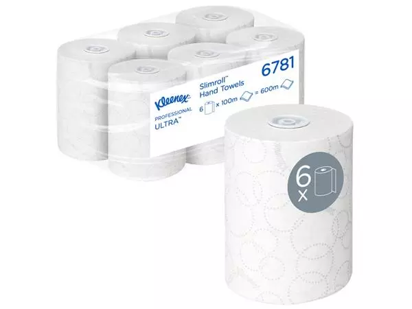 Een Handdoekrol Kleenex Ultra Slimroll 2-laags 100m wit 6781 koop je bij Van Hoye Kantoor BV