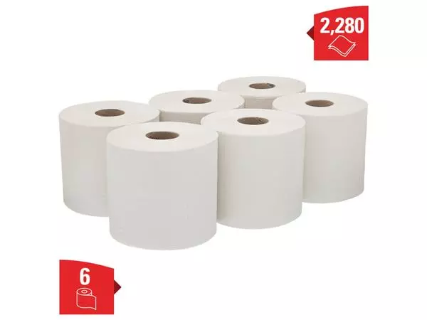 Een Poetsrol WypAll L20 2-laags 18,3cmx144m 6 rollen à 380 vel wit 7303 koop je bij NiceSupplies.nl