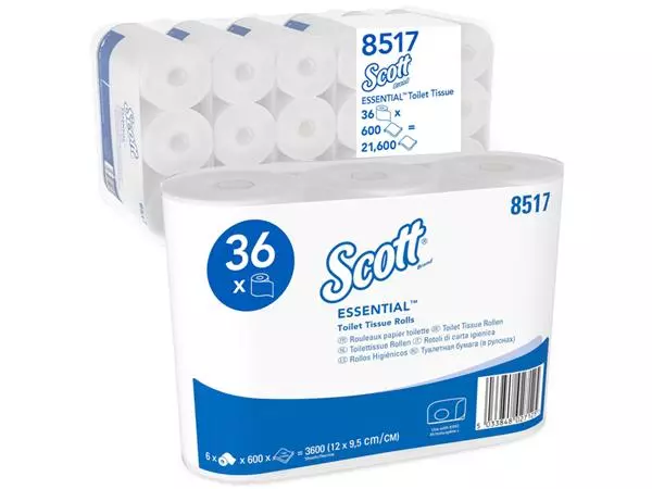 Een Toiletpapier Scott Essential 2-laags 600vel wit 8517 koop je bij Van Leeuwen Boeken- en kantoorartikelen