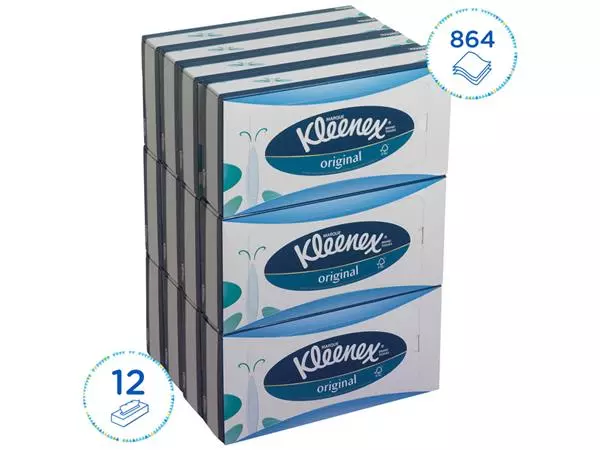 Een Facial tissues Kleenex 3-laags standaard 12x72stuks wit 8824 koop je bij Kantoorvakhandel van der Heijde