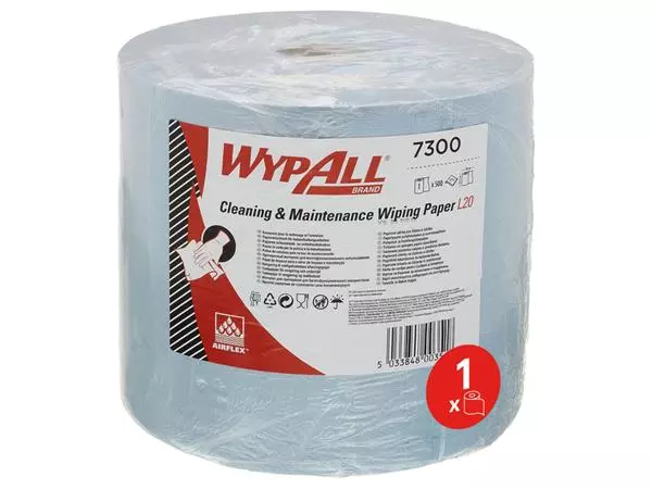 Poetsrol WypAll L20 2-laags 23,5x190m 500vel blauw 7300
