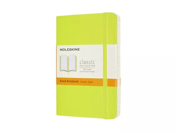 Notitieboek Moleskine pocket 90x140mm lijn soft cover lemon green