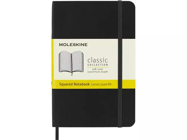 Notitieboek Moleskine pocket 90x140mm ruit 5x5mm soft cover zwart