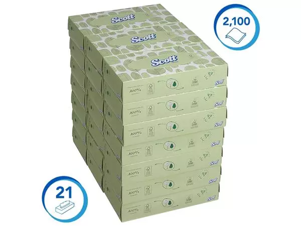 Een Facial tissues Scott 2-laags 100 vel wit 8837 koop je bij Buro De Peuter