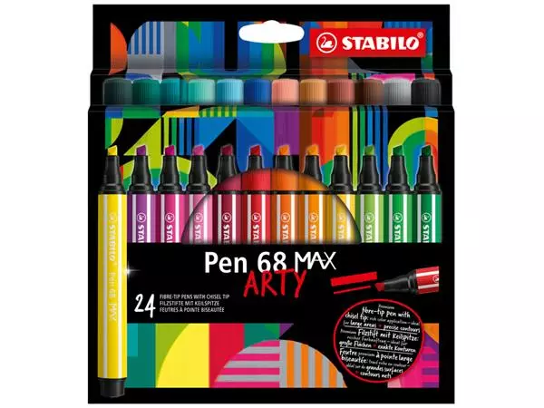 Viltstift STABILO Pen 68 Max Arty assorti etui à 24 stuks