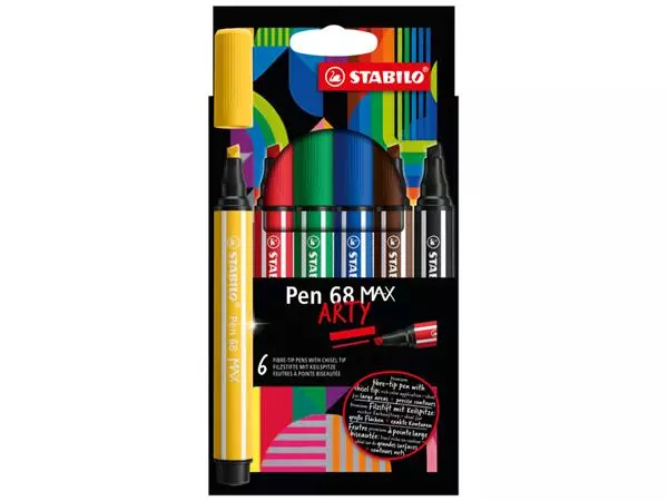 Viltstift STABILO Pen 68 Max Arty assorti etui à 6 stuks