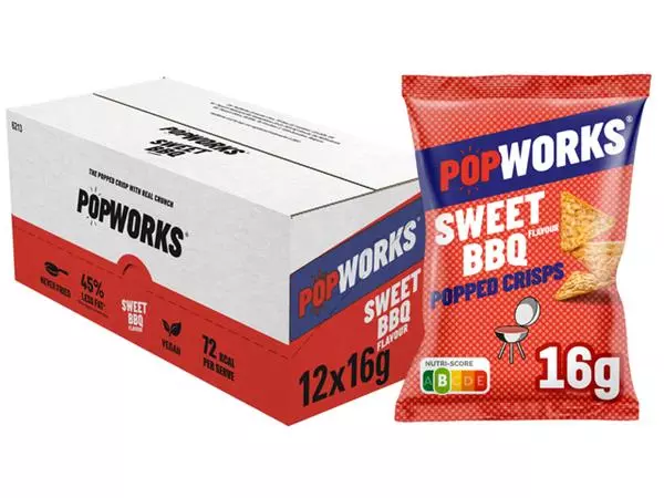 Een Chips Popworks Sweet BBQ 16gr koop je bij NiceSupplies.nl