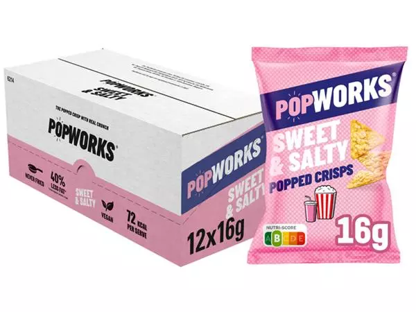 Een Chips Popworks Sweet Salty 16gr koop je bij NiceSupplies.nl