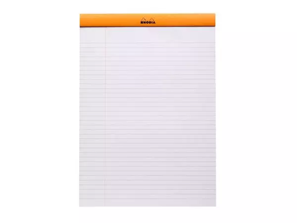 Een Schrijfblok Rhodia A4 lijn 80 vel 80gr oranje koop je bij Buro De Peuter