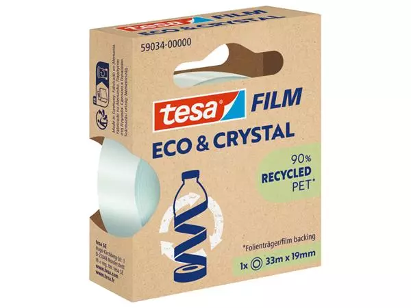 Een Plakband Tesa eco&crystal 59034 19mmx33m transparant blister koop je bij Van Leeuwen Boeken- en kantoorartikelen