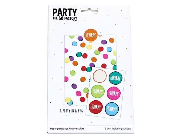 Een Uitdeelzakjes Haza Festive Colors met stickers 6 stuks koop je bij Buro De Peuter