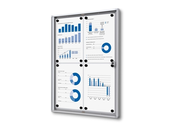 Een Vitrinebord Quantore voor binnen 4x A4 zilver koop je bij Tonerinktshop