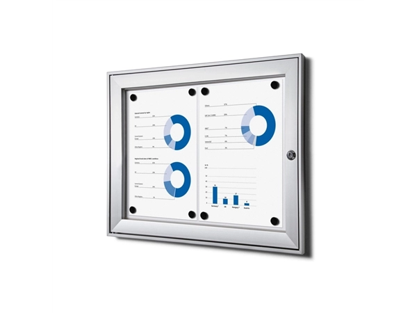 Een Vitrinebord Quantore luxe 2x A4 zilver koop je bij QuickOffice BV