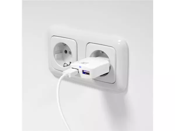 Een Oplader ACT USB 2 poorts 2.1A 12W wit koop je bij NiceSupplies.nl