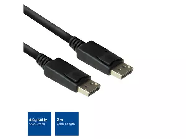 Een Kabel ACT DisplayPort 2 meter zwart koop je bij Kantoorvakhandel van der Heijde