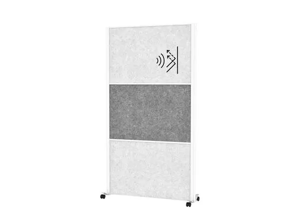 Een Scheidingswand MAUL akoestiek 100x180 2x licht- 1x donkergrijs wit frame mobiel koop je bij Van Leeuwen Boeken- en kantoorartikelen