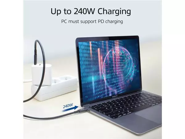 Een Kabel ACT USB-C USB 4 20Gbps Thunderbolt3 1 meter koop je bij Kantoorvakhandel van der Heijde