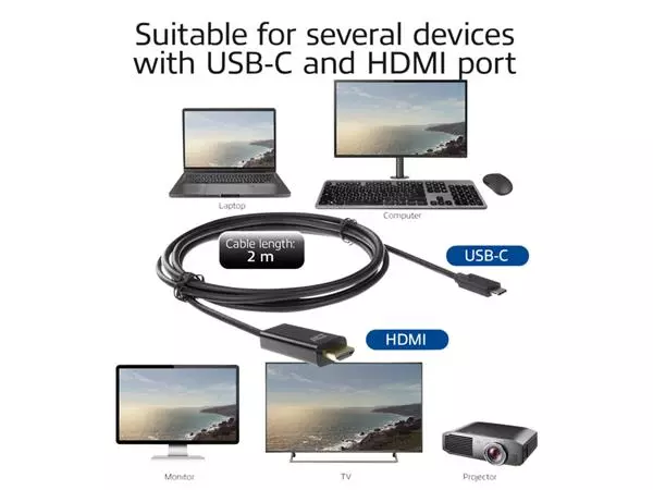 Een Kabel ACT USB-C naar HDMI 60Hz 2 meter koop je bij Buro De Peuter