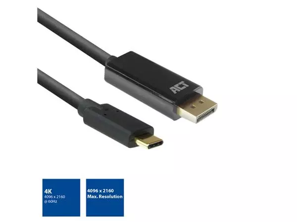 Een Kabel ACT USB-C naar Displayport 60Hz 2 meter koop je bij NiceSupplies.nl