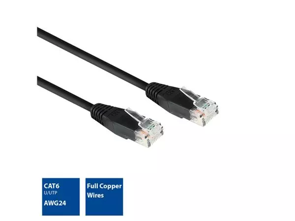 Een Kabel ACT CAT6 Network koper 0.9 meter zwart koop je bij Goedkope Kantoorbenodigdheden