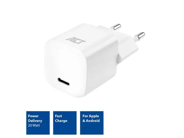 Een OPLADER ACT COMPACT MET POWER 20W IPHONE 12 13 WIT koop je bij Kantoorvakhandel van der Heijde