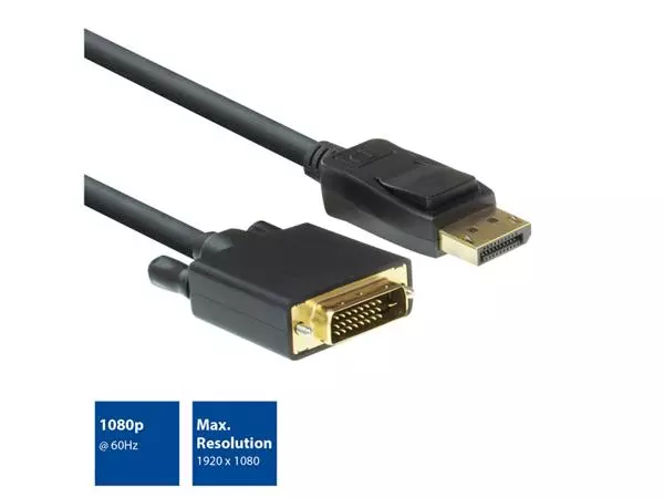 Een Kabel ACT DisplayPort naar DVI 1.8 meter zwart koop je bij EconOffice