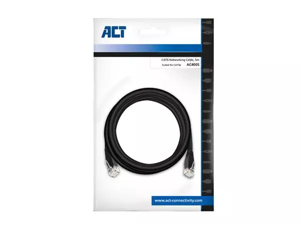 Een Kabel ACT CAT6 Network koper 5 meter zwart koop je bij EconOffice
