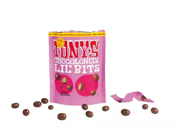 Chocolade Tony's Chocolonely Lil'Bits melk marshmellow biscuit 120 gram