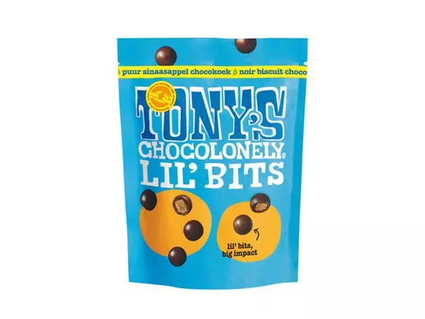 Een Chocolat Tony's Chocolonely Lil'Bits Biscuit choco noir orange 120g koop je bij Van Hoye Kantoor BV