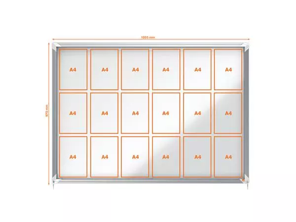 Een Binnenvitrine Nobo Premium Plus 18x A4 schuifdeur magnetisch koop je bij NiceSupplies.nl