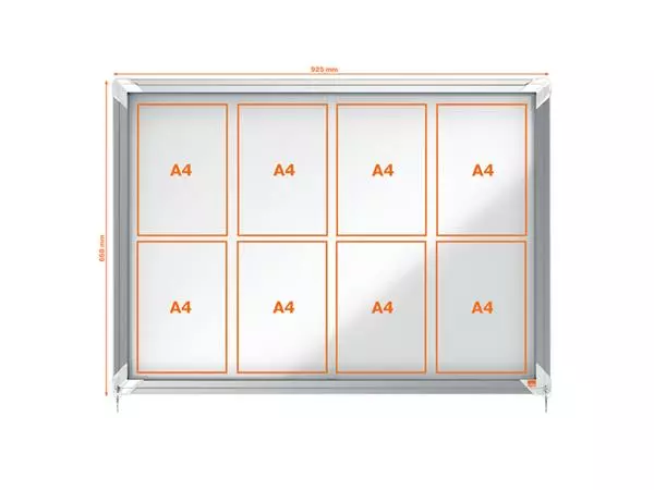 Een Binnenvitrine Nobo Premium Plus 8x A4 schuifdeur magnetisch koop je bij NiceSupplies.nl