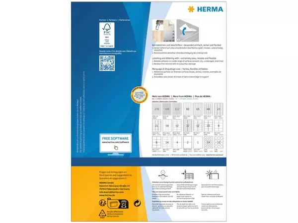 Etiket HERMA 4477 rond 60mm verwijderbaar wit 1200 etiketten