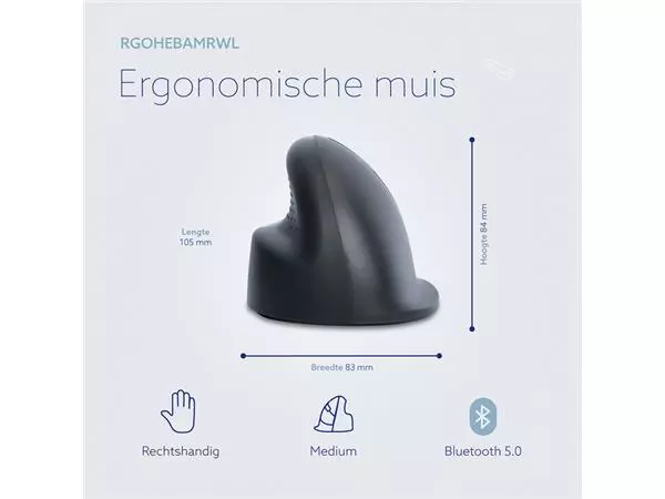 Een Muis R-Go Ergonomisch HE Basic Wireless Rechts M koop je bij Goedkope Kantoorbenodigdheden