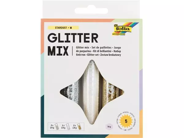 Een Glitterpoeder Folia 14gram Stardust 5 stuks 3 kleuren koop je bij KantoorProfi België BV