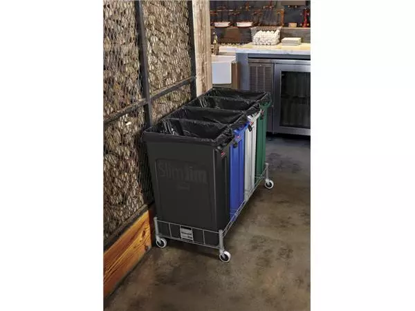 Een Afvalbak Rubbermaid Slim Jim Vented met luchtsleuven 60liter blauw koop je bij Unimark Office B.V.