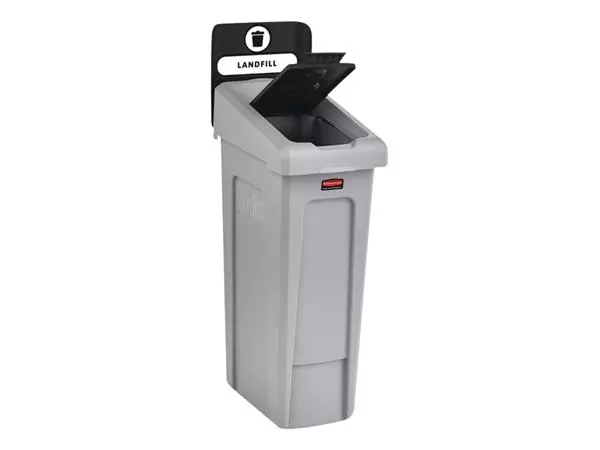 Een Deksel Rubbermaid Slim Jim Recyclestation gesloten zwart koop je bij Buro De Peuter