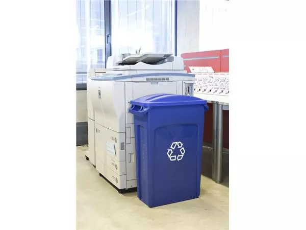 Een Afvalbak Rubbermaid Slim Jim Vented met luchtsleuven 87liter blauw koop je bij Goedkope Kantoorbenodigdheden