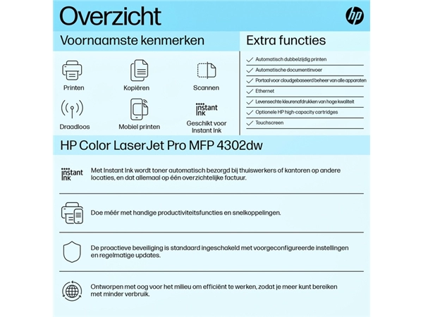 Een Multifunctional Laser printer HP Color LaserJet 4302dw koop je bij Buro De Peuter