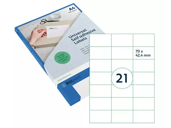 Een Etiket Rillprint 70x42.4mm mat transparant 525 etiketten koop je bij Van Leeuwen Boeken- en kantoorartikelen