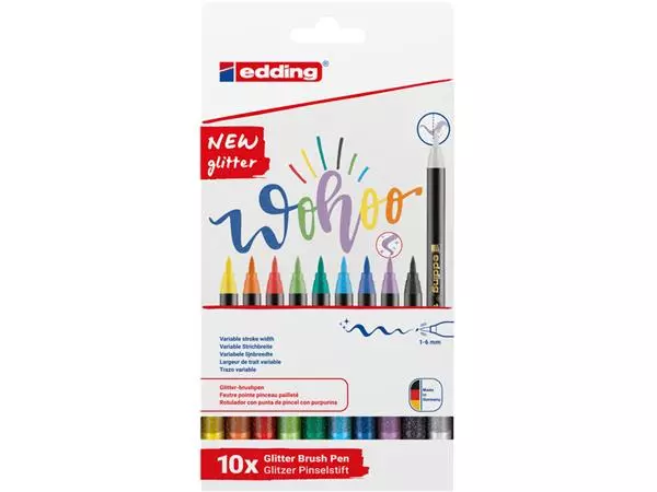 Brushpen edding 1340 glitter assorti set à 10 stuks