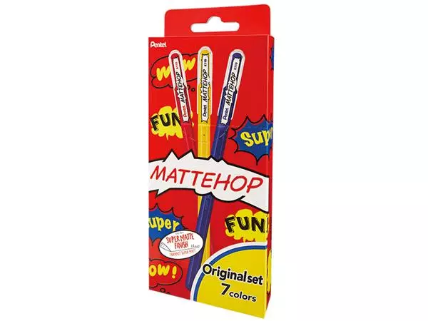 Een Roller gel Pentel Mattehop K110 Fun Original Medium assorti blister 7 pièces koop je bij Van Hoye Kantoor BV