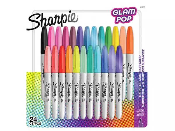 Een Viltstift Sharpie Glampop fijn assorti blister à 24 stuks koop je bij Omnia 4 Office