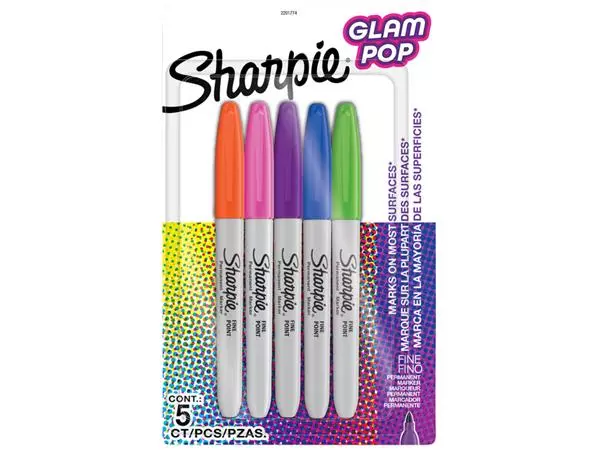 Een Viltstift Sharpie Glampop fijn assorti blister à 5 stuks koop je bij KantoorProfi België BV