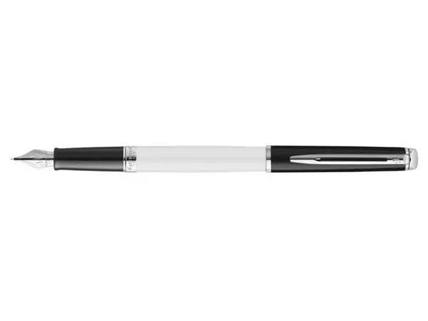 Een Vulpen Waterman Hémisphère Colour Blocking black en white CT medium koop je bij Van Hoye Kantoor BV